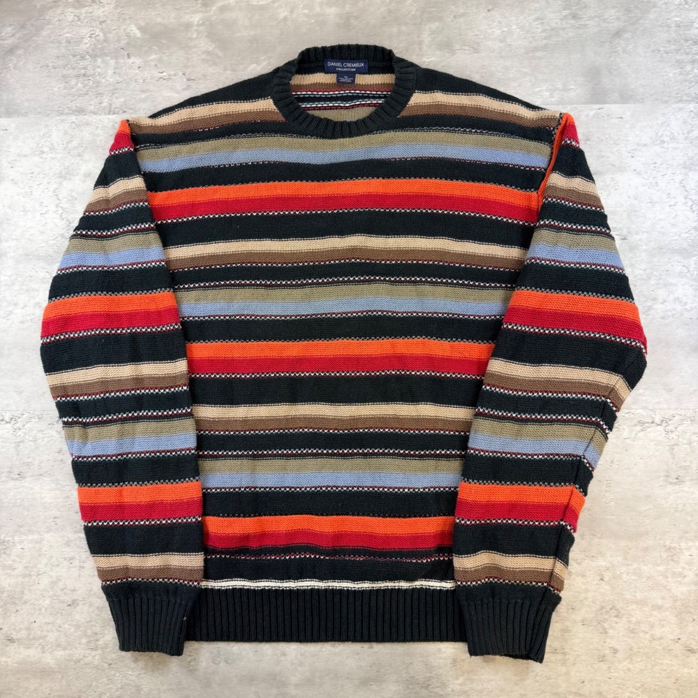 Daniel Cremieux Collection Mens XL Cotton Striped Crewneck Sweater Multicolor